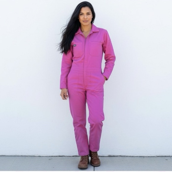 NEW Wildfang Utility Long Sleeve Jumpsuit Coveralls in Orchid Size Large - Picture 1 of 4